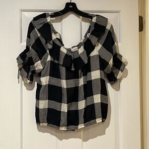 N WT Anthropologie Porridge plaid ruffle top